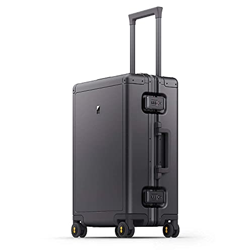 LEVEL8 Gibraltar 20" Aluminum Carry-On Luggage with Laptop Backpack - Dark Grey