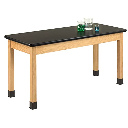 Diversified Woodcrafts Science Lab Table, Black Laminate Top, 60" x 24" x 30", Oak Wood Finish, USA Made
