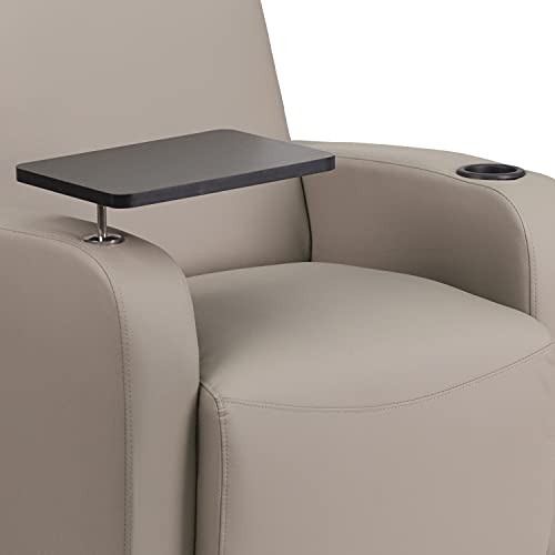 BizChair Gray LeatherSoft Tablet Arm Chair with Front Wheel Casters and Cup Holder