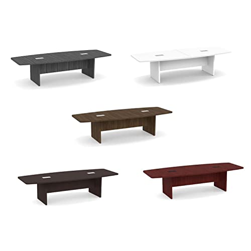 Generic 10 ft Modern Executive Boat Shaped Conference Room Table - Espresso Wood