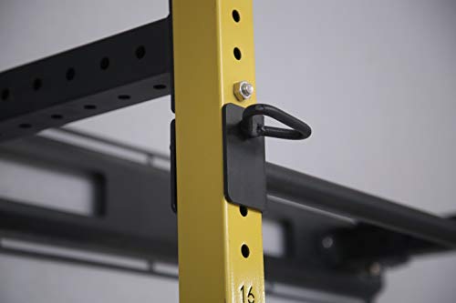 HulkFit Wall Mounted Power Cage with Adjustable Pullup Bar and Free J-Hooks - Yellow