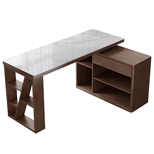 PC Desk Multifunctional Study Room Desk Home Office Laptop Workstation with Bookshelf and Rotatable Locker - Modern Luxury Writing Desk (Color: A) (B)