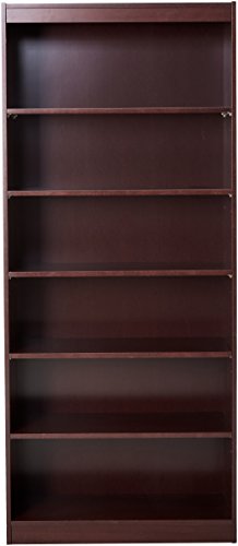 Lorell 6-Shelf 36 x 12 x 84-Inch Panel End Hardwood Veneer Bookcase, Mahogany