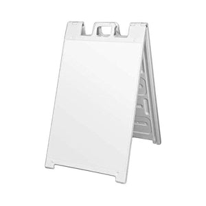 Plasticade Signicade Portable Folding Sidewalk Double Sided Sign Stand, White (2 Pack)