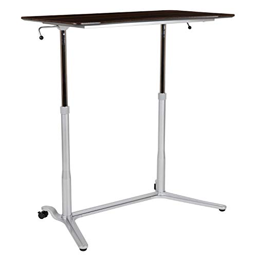 Flash Furniture Sit-Down, Stand-Up Dark Wood Grain Computer Ergonomic Desk with 37.375"W Top (Adjustable Range 29" - 40.75")