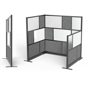 S Stand Up Desk Store Workflow Modular Wall | 53in x 70in | Room Divider with Whiteboard, Acrylic Panels, Sound Absorbent Panels | Black Frame