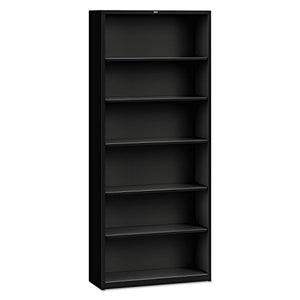 HON Metal Bookcase, Six-Shelf, Black - 34-1/2w x 12-5/8d x 81-1/8h