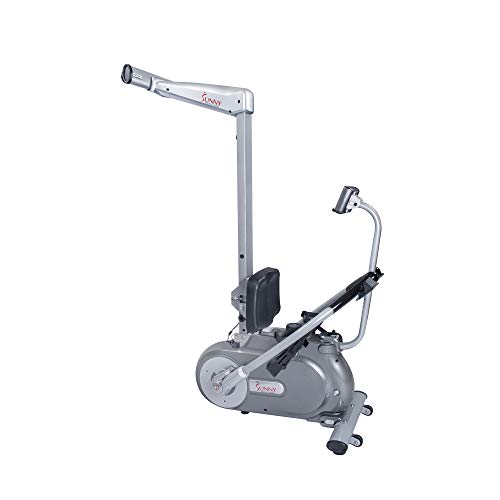 Sunny Health & Fitness Full Motion Magnetic Rowing Machine Rower with Advanced LCD Display, Elevated Seat, 265 LB Max Weight and Foldable - SF-RW5864,Gray