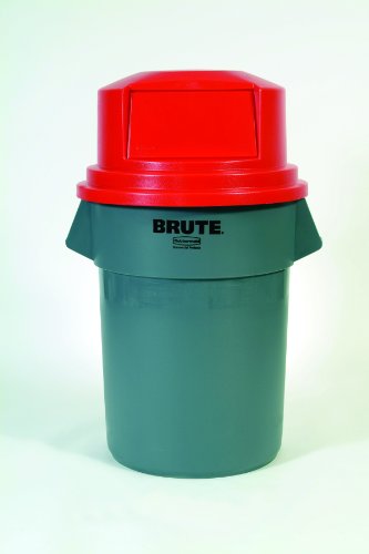 Rubbermaid Commercial Products FG265788RED Brute HDPE Round Dome Top, Red Waste Lid for BRUTE Trash Cans