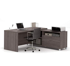 Bestar Pro-Linea L-Desk, Bark Grey