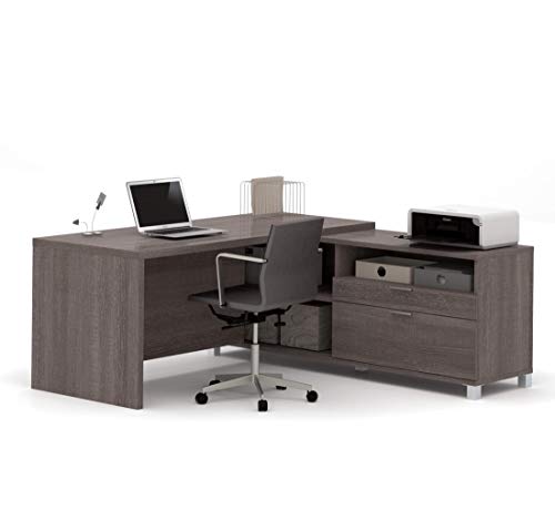 Bestar Pro-Linea L-Desk, Bark Grey