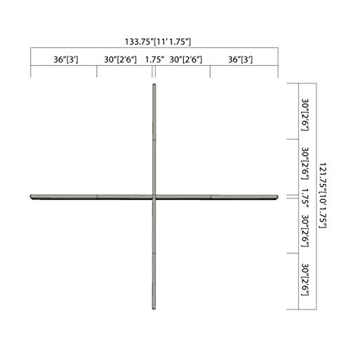 GOF Freestanding X-Shaped Office Partition - Large Fabric Room Divider Panel - 120"D x 132"W x 48"H