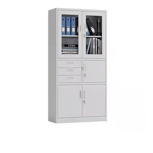 LINKIO Metal Vertical Filing Cabinet with Locks and Glass - Home/Office Printer Stand with Drawer