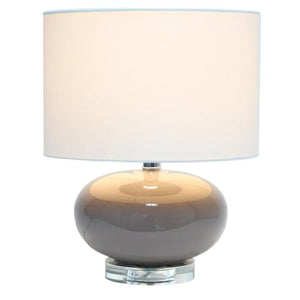 Generic Modern Ceramic Table Lamp 15.25" with White Fabric Shade, Gray