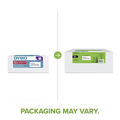 DYMO Authentic LabelWriter Multi-Purpose Labels for LabelWriter Label Printers, White, 1'' x 2-1/8'' (30336), 12 Rolls of 500