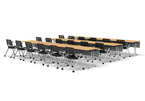 Team Tables 18 Person Beech Folding Training Tables Set with Chairs and Modesty Panels