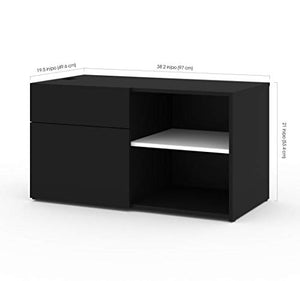 Bestar Viva L-Shaped Standing Desk with Credenza, 72W, Black & White