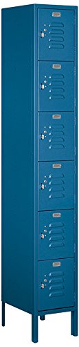 Salsbury Industries 66165BL-U Six Tier Box Style 12-Inch Wide 6-Feet High 15-Inch Deep Unassembled Standard Metal Locker, Blue