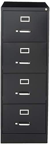 Lorell 4-Drawer Vertical File, 18 by 26-1/2 by 52-Inch, Black