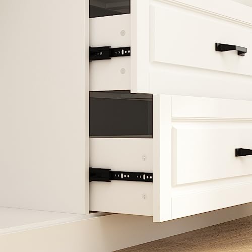 Homsee Tall Bookcase Bookshelf with Storage Shelves, Drawers, Glass Doors - White (63”W x 15.7”D x 78.7”H)