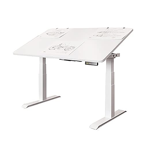 Drafting Table Electric Lifting Table Tiltable Painting Table Designer Desk Work Table Art Studio Table (Color : White, Size : 140x80Cm)