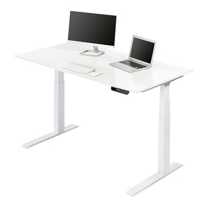 S Stand Up Desk Store Electric Adjustable Height Standing Desk (White Frame/Gloss White Top, 60" Wide)