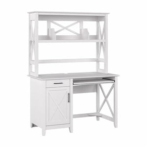 SKIMMY DIP Small Computer Desk with Hutch in Pure White Oak