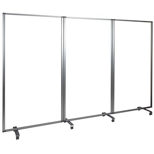 Flash Furniture Raisley Mobile Freestanding Clear Room Divider Sneeze Guard
