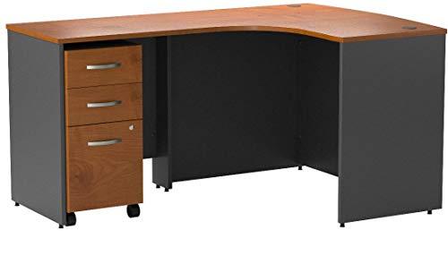 Bush Business Furniture Series C Left Handed L Shaped Desk with Mobile File Cabinet in Natural Cherry