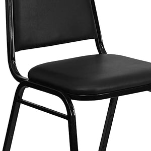 BizChair 4 Pack Black Vinyl Stacking Banquet Chairs with Thick Seat