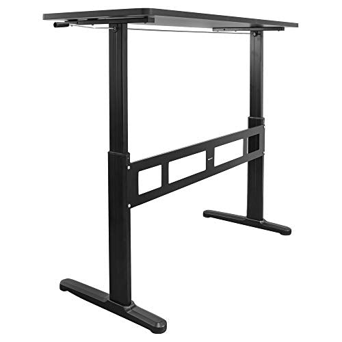 Mount-It! Height Adjustable Manual Standing Desk with Tabletop | 55.1 X 23.6 Inch Tabletop | Complete Sit Stand Workstation | Stand Up Desk Frame and Desktop with Hand Crank | 1 Inch Thick Desktop