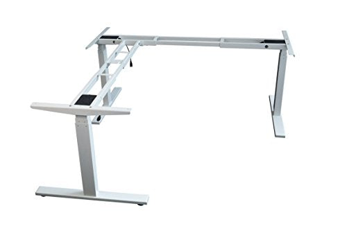 lihidesk LJ301 3-Leg L Shaped Electric Height Adjustable Standing Corner Desk Frame Only W/Triple Motor, Ergonomic Sit Stand Up Height Adjustable Steel Base with Digital Memory Keypad (White)