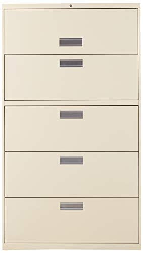 HON Brigade 600 Series Lateral File Cabinet 36" W, 5 Drawers, Putty (H685)
