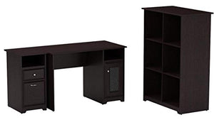 Cabot Computer Desk with 2 Drawer File Cabinet and 6 Cube Bookcase