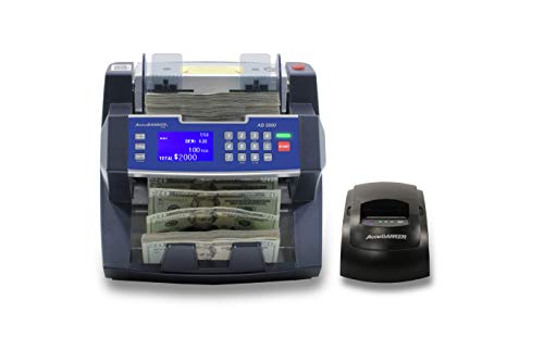 AccuBANKER AB5800 Bank Grade Value Extension Money Counter Machine with Total Value Per Denomination Hopper Capacity 300 Bills & Counterfeit Detector MG + UV (AB5800 with MP20 Thermal Printer)