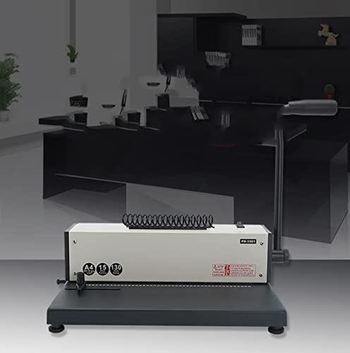 Binding Device, Comb & Spiral Binding Machine for A4 - Manual Round Hole & Electric Coil Insert - Adjustable Side Edge - Sturdy Metal Construction