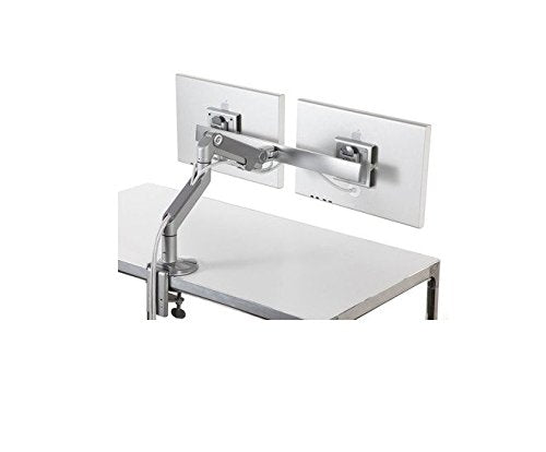 M8 Humanscale Monitor Arm Cross Bar, Dual Monitor Arm, Clamp Mount, Silver w/ Grey Trim