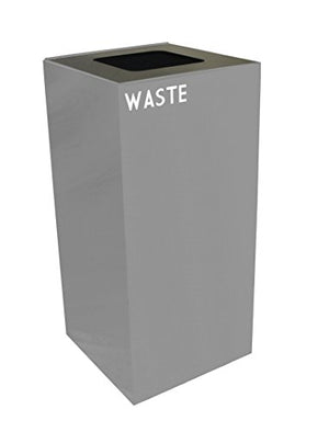 Witt Industries 32GC03-SL Steel 32-Gallon Geo Cube Recycling Container, Square Opening, Legend "Waste", Square, 15" Width x 15" Depth x 32" Height, Slate