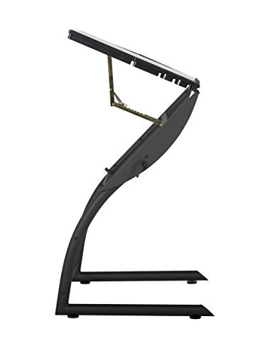 SD STUDIO DESIGNS Triflex Drawing Table, Sit to Stand Up Adjustable Office Home Computer Desk, 35.25" W X 23.5" D, Charcoal Black/Clear Glass