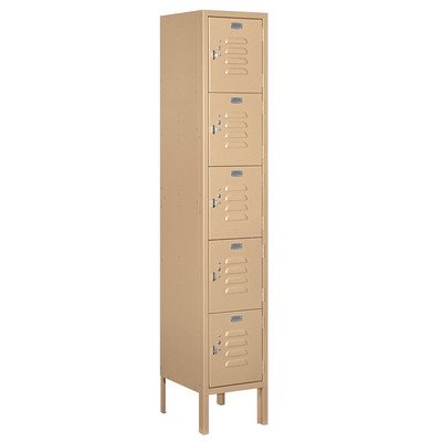 Salsbury Industries Assembled 5-Tier Box Style Standard Metal Locker with One Wide Storage Unit, 5-Feet High by 15-Inch Deep, Blue