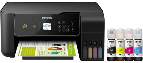 Epson EcoTank ET Series All-in-One Supertank Inkjet Printer for Cartridge-Free Home Printing, Wireless, Copier, Printer, Scanner, 5760 x 1400 dpi Print, 1.44" Screen, High-Speed USB (Black)