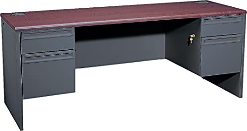 HON 38000 Series Kneespace Credenza, 72" Mahogany/Charcoal