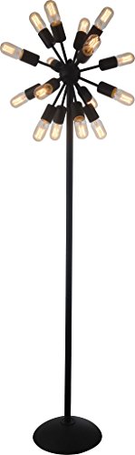 Major-Q 62" H Industrial Style Metal Frame and Base Floor Lamp in Black Satin 9040086