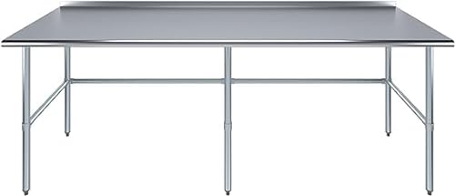 Express KitchQuip Stainless Steel Work Table with Open Base and 1.5" Backsplash (30x96)