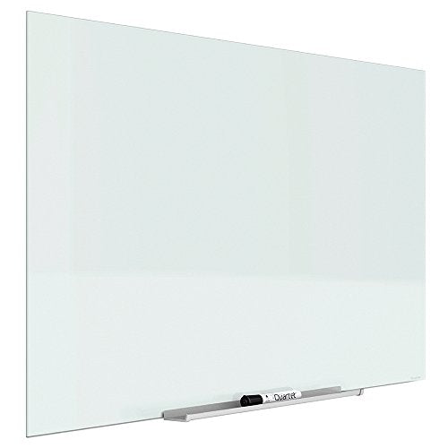 Quartet Glass Whiteboard, Non-Magnetic Dry Erase White Board, 50" x 28", White Surface, Frameless, InvisaMount (G5028IMW)