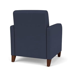 Lesro Siena Polyurethane Lounge Reception Guest Chair in Blue/Walnut