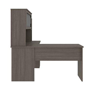 Bestar, Dayton Collection, Executive Office L-Shaped Desk with Pedestal and Hutch