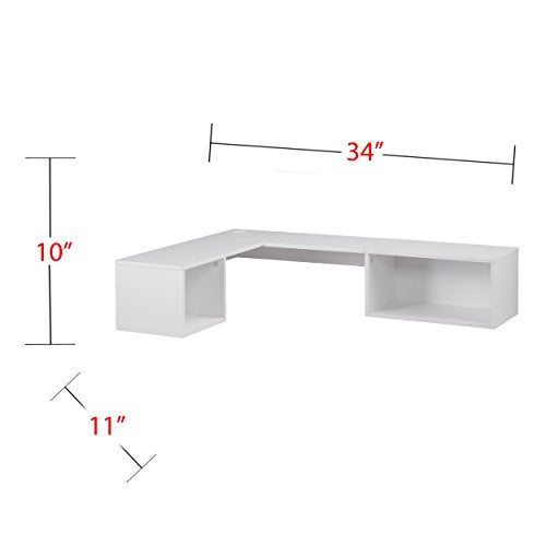 Southern Enterprises Flynn Floating Wall Mount Corner Desk - Storage Cubbies - Pure White Finish
