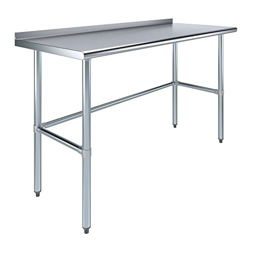 Express KitchQuip Stainless Steel Work Table with Open Base and 1.5" Backsplash (30x60)
