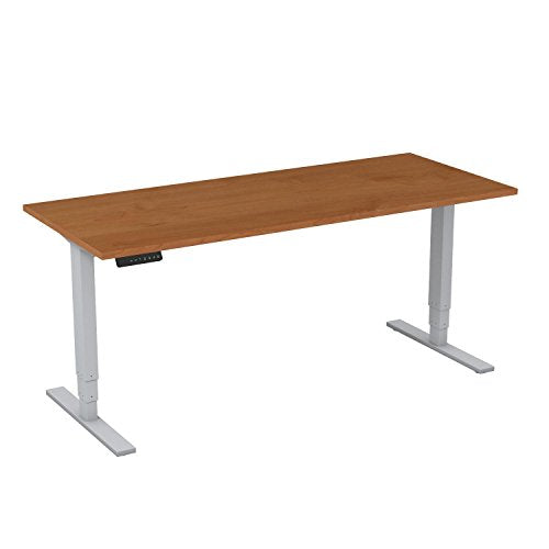 Move 80 Series by Bush Business Furniture 60W x 30D Height Adjustable Standing Desk in Natural Cherry with Cool Gray Metallic Base